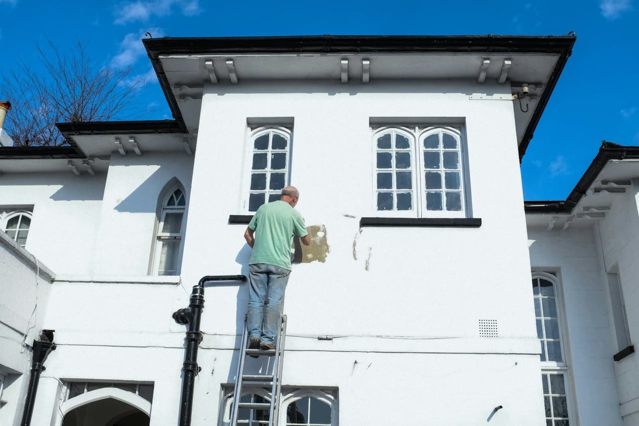 Painter working on a house exterior