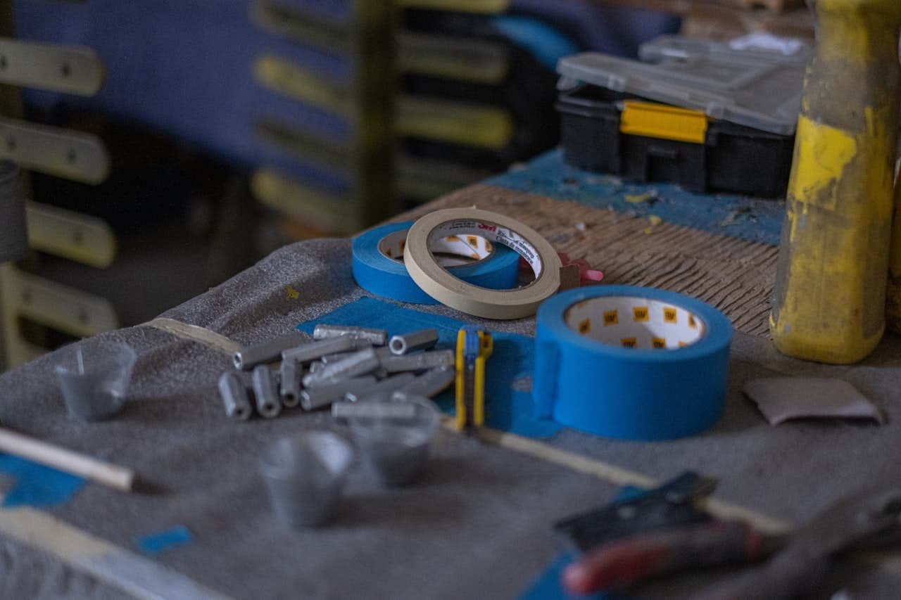 Tools laid out on a work surface